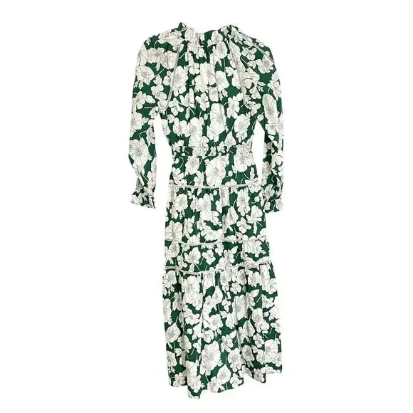 Tuckernuck Hyacinth House Green White Floral Tiered Presley Maxi Midi Dress